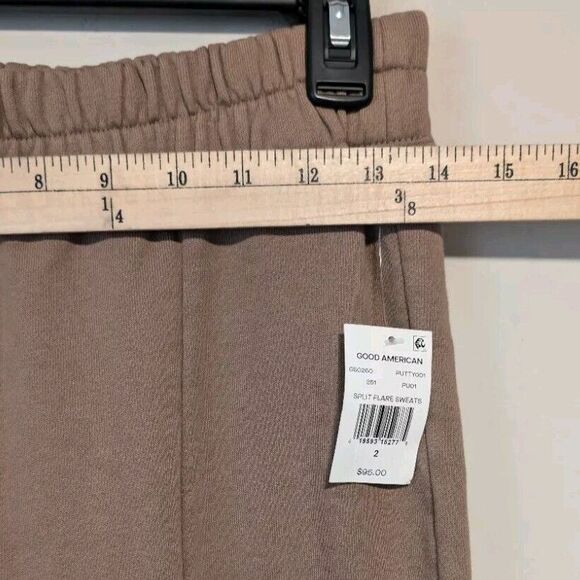 Good American Split Flare Sweats Size 2  Putty/Light Brown New W/ Tags $95 MSRP - Picture 5 of 12